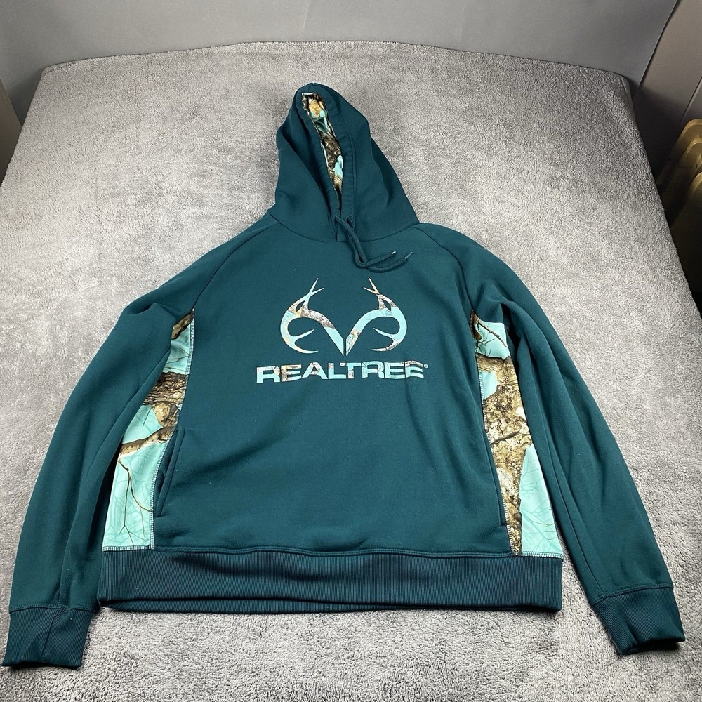 Realtree Sweatshirt Hoodie Womens XL Forest Green‎ Camo Outdoor Hunting